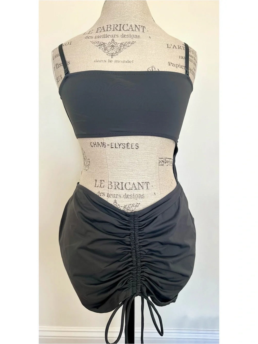 NWT Skims Ruched Mini Skirt in Gunmetal